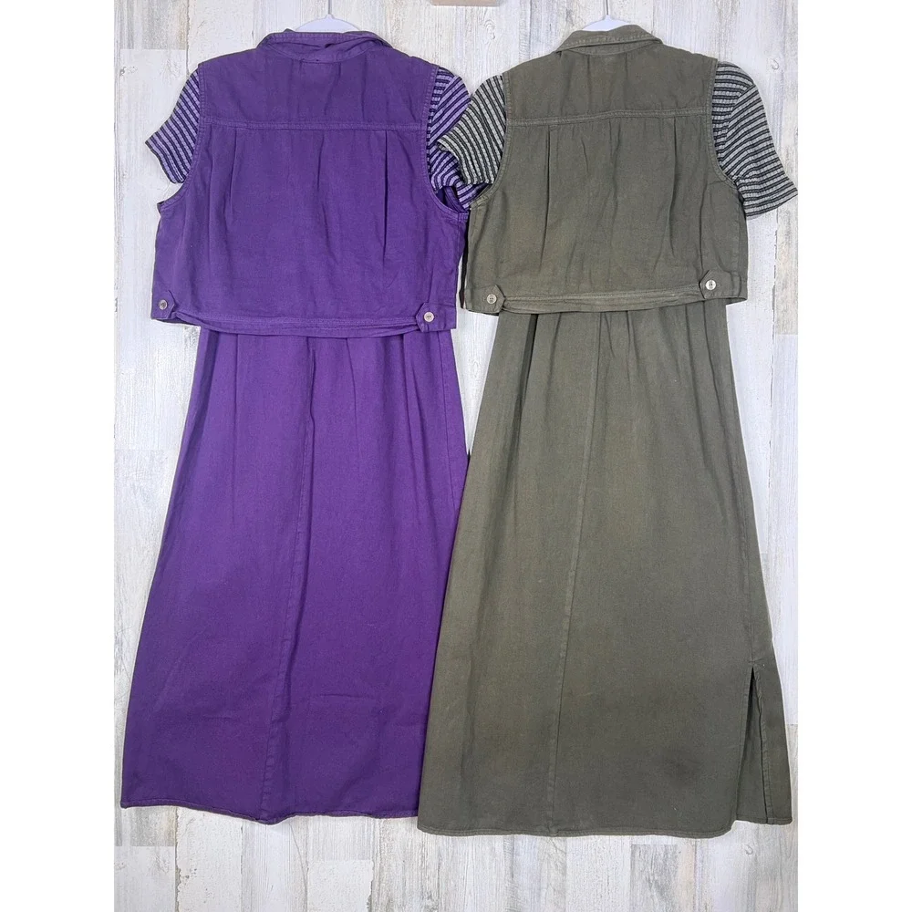 Studio Ease Maxi Dress Vest Set 6P Vintage 90s Cottagecore 2pc